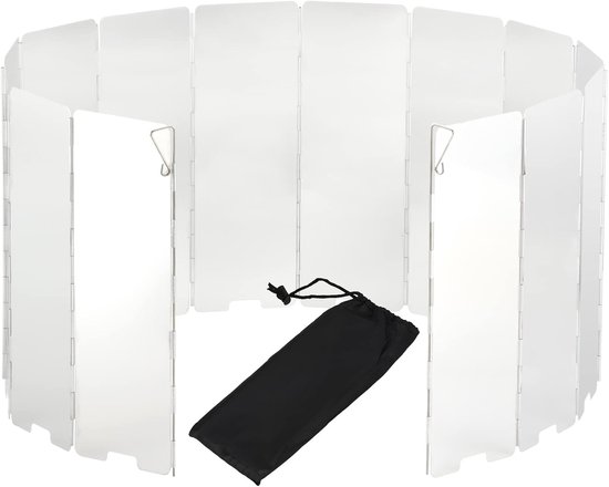 Thijox - 14 Platen Camping Gasfornuis Windscherm Aluminium Opvouwbaar voor Barbecue Grill en Kooktoestel - Draagbare Windbescherming voor Camping en B