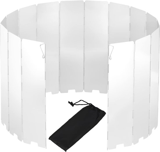 Thijox - 16 Platen Camping Gasfornuis Windscherm Aluminium Opvouwbaar - Windbescherming voor Barbecue Grill en Kooktoestel - Lichtgewicht en Duurzaam