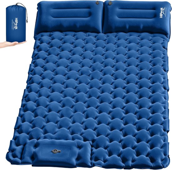 Thijox - 2-Persoons Opblaasbare Isomat Extra Dik 140x200 cm - Ultralicht Isolerend met Ingebouwd Hoofdkussen - Ideaal voor Camping, Backpacken & Festi