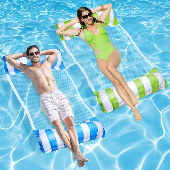 Thijox - 2 Stuks Opblaasbare Luchtmatras voor Zwembad - 4-in-1 Waterhangmat & Loungezwembad - Perfect voor Volwassenen, Tuin, Feest en Camping - Inclu