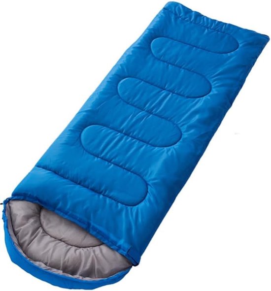 Thijox - 3-Seizoenen Slaapzak Lichtblauw Polyester 180x75 cm Waterafstotend met Verstelbare Capuchon en Draagtas Geschikt voor 10-30°C Camping en Buit