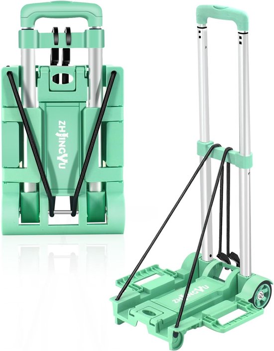 Thijox - 35KG Opvouwbare Handkar | Lichtgewicht Aluminium Kruiwagen met 2 Wielen | Ruimtebesparend Ontwerp voor Reizen, Winkelen en Studentenbehoeften
