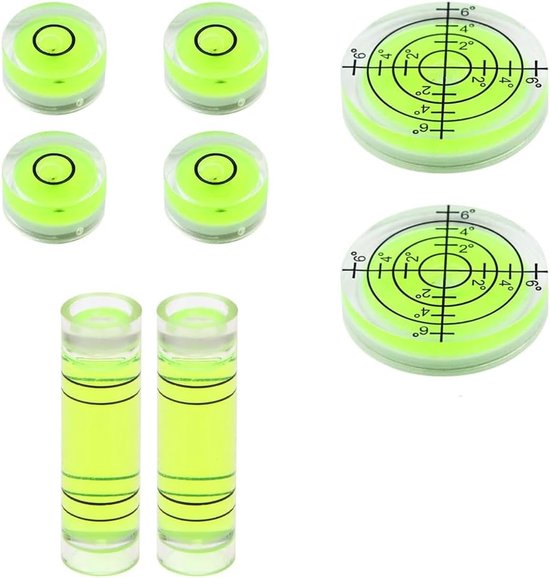 Thijox - 8 Stuks Mini-Waterpas Rond - Kleine Waterpassen voor Camping, Camera's, Vaste Foto's - Duurzaam Transparant ABS - Multifunctioneel Gereedscha