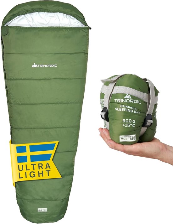 Thijox - 900g Mummieslaapzak voor Zomer - Extra Lang met Anti-Klem Rits - Volwassen Slaapzak voor Camping, Outdoor, Avontuur, Reizen, Lichtgewicht, Ad