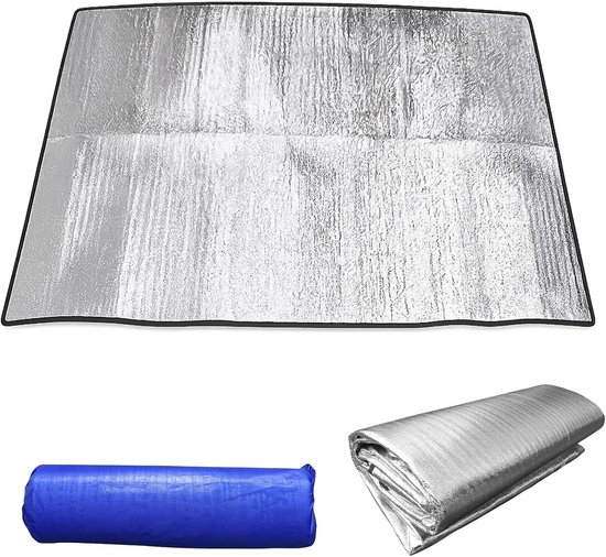 Thijox - Aluminium Isolatiemat 200x200 cm - Opvouwbare Tentmat, Waterdichte Thermomat voor Camping, Schuimmatten, Vloermat, Slaapmat, Ideaal voor Buit