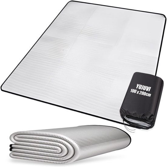 Thijox - Aluminium Isolatiemat 200x200 cm - Schuimmat voor Camping - Opvouwbare Tentmat - Vloermat - Thermodeken van Aluminiumfolie en EPE - Ideaal vo