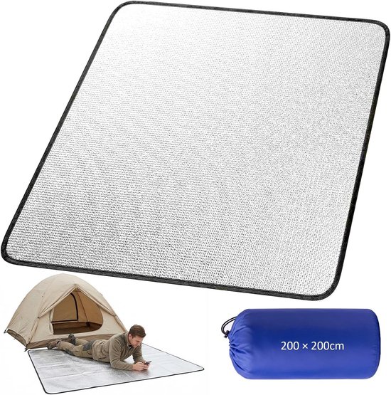 Thijox - Aluminium Isomat Schuimmat Slaapmat 200x200cm - Lichtgewicht en Draagbaar Isolerende Camping Deken - Opvouwbare Tentmat voor Buiten en Avontu
