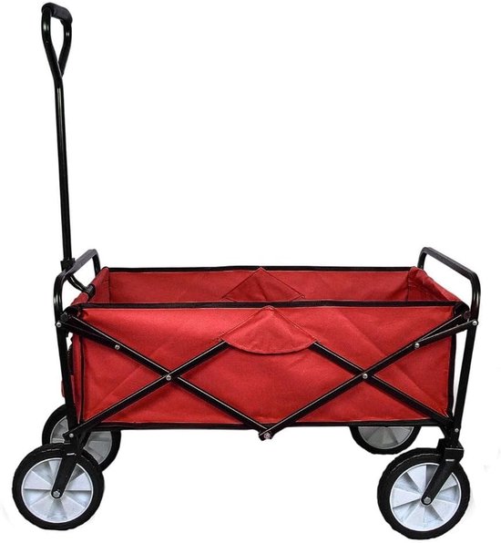 Thijox - Bolderkar Opvouwbaar 70 kg | Rood | Inclusief Tuinhandschoenen | Transportwagen voor Tuin, Camping en Evenementen