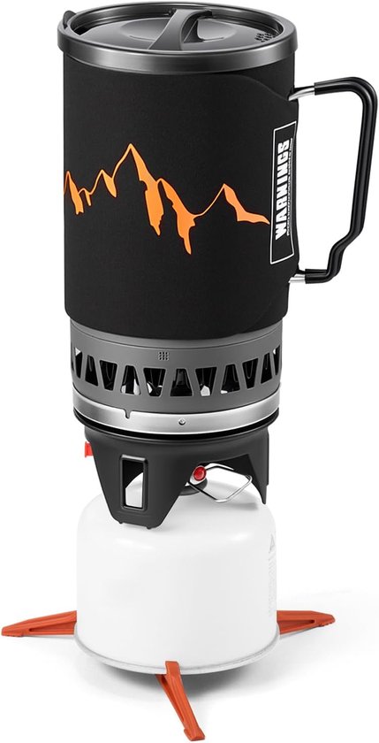 Thijox - Campingkooktoestel 1,4L - Draagbare Campingpan met Gasfornuis - Ideaal voor Wandelen, Trekking, Vissen en Jagen - Antislip Handgrepen - Geano
