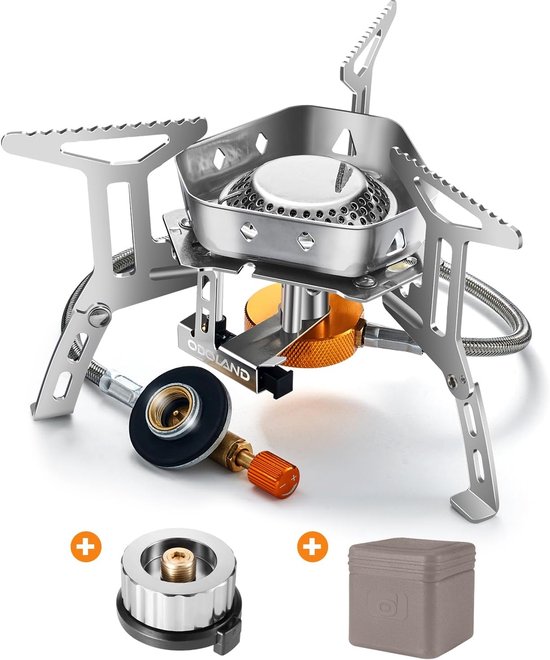 Thijox - Campingkooktoestel 3500W, Piëzo-ontsteking, Winddicht, Gasbrander voor Schroefcartouches, Opvouwbaar, Kooktoestel voor Camping en Buitenactiv