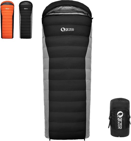 Thijox - Donzen slaapzak ultralicht -3°C tot 8°C, 3 seizoenen, premium eendendons, ideaal voor kamperen, backpacken en wandelen buiten