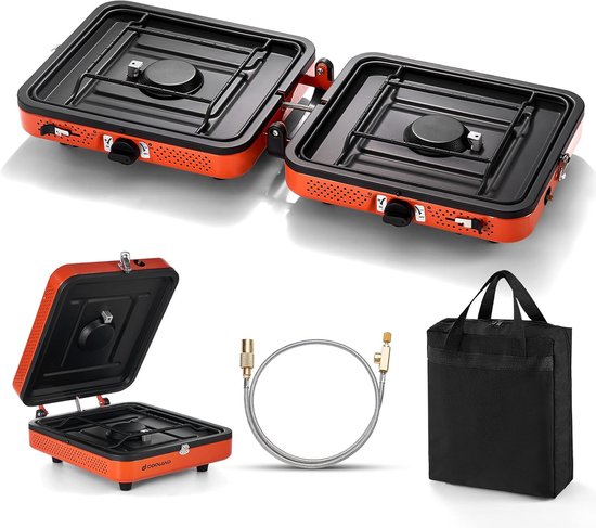 Thijox - Draagbare 2 pits Campingfornuis 4400W Lichtgewicht Gasfornuis voor Buiten Koken, Ideaal voor Camping, Backpacken, Picknick en Feestjes
