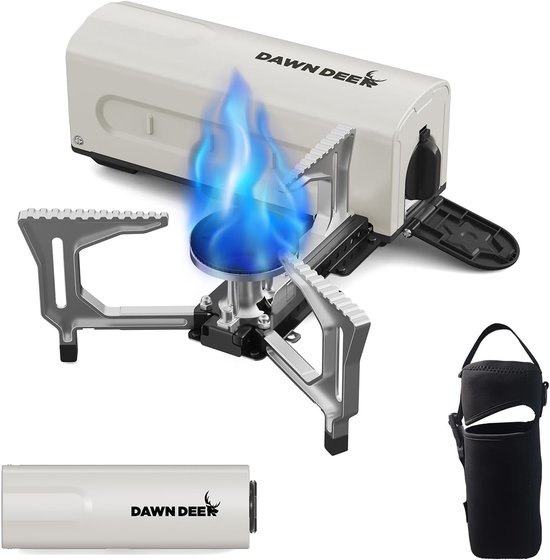 Thijox - Draagbare Cassettekachel met Opbergtas, Opvouwbaar Campingkooktoestel, Compact Butaangasbrander 2200 W, Wit voor Kamperen, Tuin, Feest en Bui