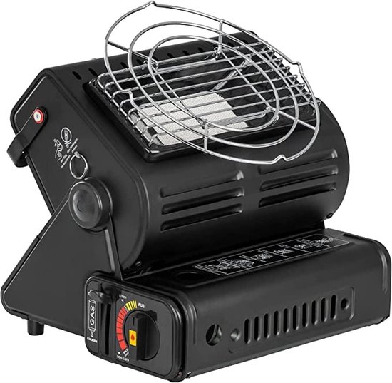 Thijox - Draagbare gasverwarming 2-in-1 voor camping, tent & caravan - 1,3 kW keramische brander met draaibare behuizing, gaspatronen, outdoor verwarm