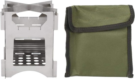 Thijox - Draagbare Houtverbranding Camping Kachel Roestvrij Staal Vouwbare Mini Kookgerei Voor Outdoor Camping Reizen Wandelen Picknick