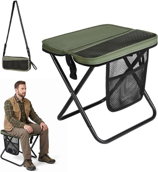 Thijox - Draagbare Klapkruk Opvouwbaar 31x28x31 cm - Lichte Vouwkruk Tot 120 kg - Inclusief Draagriem - Ideaal Voor Camping, Vissen, Wandelen, Tuin, S