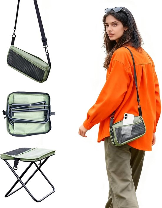 Thijox - Draagbare Opvouwbare Kruk met Draagriem - Compacte Lichtgewicht Camping, Vissen en Picknick Kruk voor Outdoor-activiteiten, Wandelen en Reize