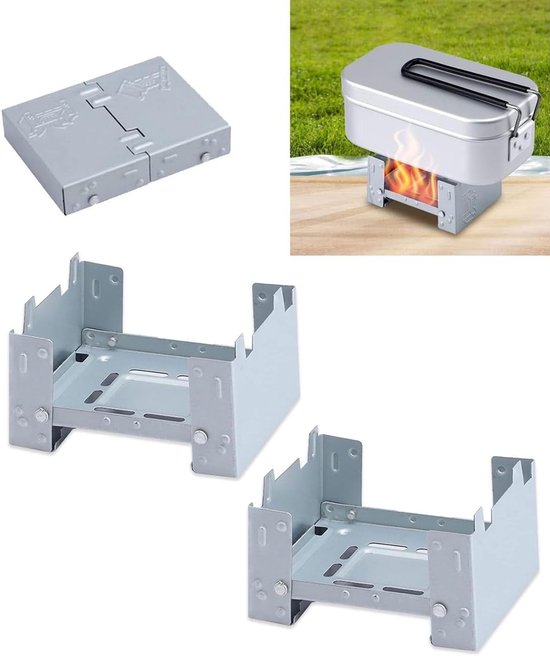 Thijox - Draagbare Vaste Brandstof Fornuis - 2 Stuks Opvouwbaar Campingfornuis - Alcohol Ovenbrander - Mini Kachel voor Kamperen, Wandelen, Picknick -