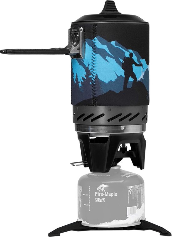 Thijox - Fire-Maple FMS-X2 Campingkachel Gassysteem met Piëzo-ontsteking, Draagbare Propaangasbrander, Kooksysteem voor Buiten, Inclusief Pannendrager