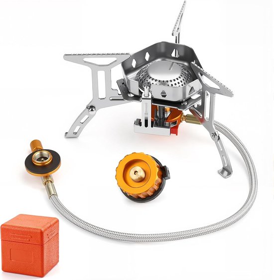 Thijox - Gas-campingkooktoestel 3500 W - Draagbaar Gasfornuis met Piëzo-Ontsteking - Winddicht, Inklapbaar, Geschikt voor Outdoor Koken, Camping, Tuin
