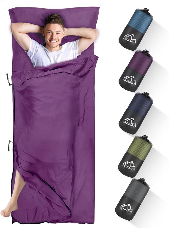 Thijox - Huttenslaapzak 2-in-1 Geüpgraded met Voetritssluiting en Doorlopende Rits, Microvezel, Ideaal voor Backpacking, Hostels, Camping, 220x95 cm