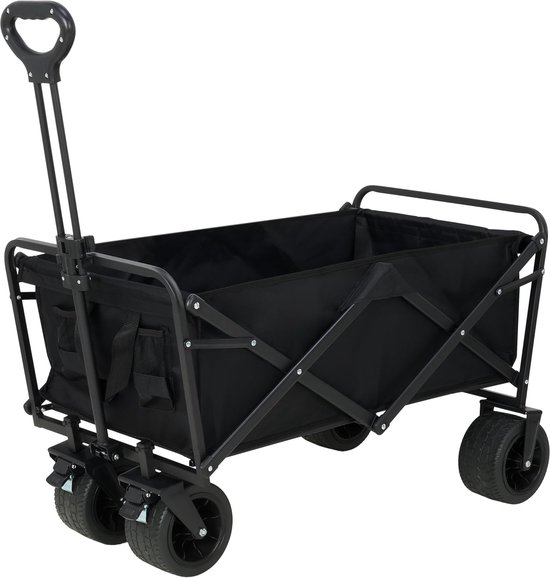 Thijox - Infinity Bolderkar XL Opvouwbaar - 180KG Draagkracht - Draaibare Wielen - Verstelbaar 95x57x96CM - Zwart - Ideaal voor Strand, Camping en Tui