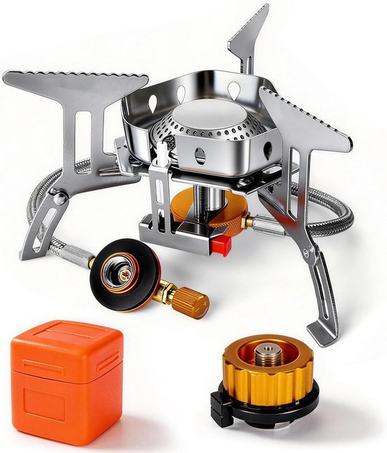Thijox - Inklapbaar Campingkooktoestel 6800W met Piëzo-Ontsteking, Windbestendig Mini-Gasfornuis voor Wandelen, Picknick en Kamperen, Draagbaar Gasfor