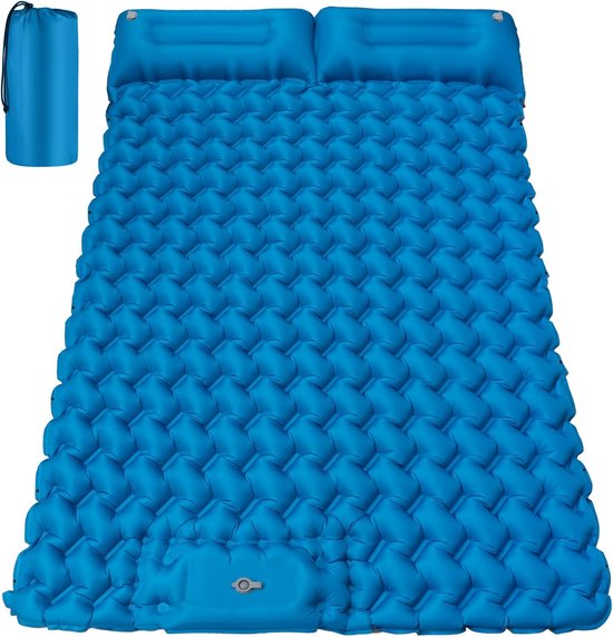 Thijox - Isolerende slaapmat voor 2 personen 9 cm, 200x130 cm opblaasbare luchtmatras dubbel ultralicht waterdicht campingmatras voor outdoor, wandele
