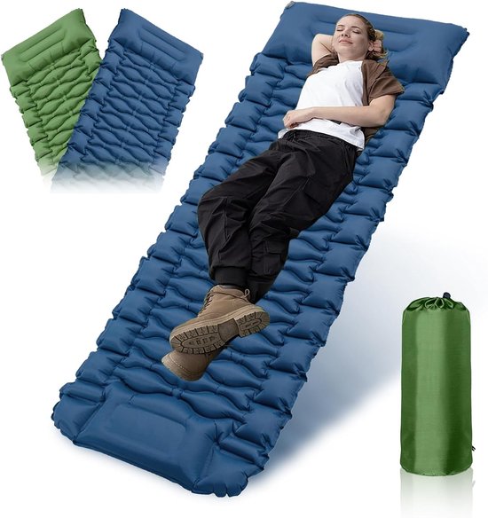 Thijox - Isolerende slaapmat voor camping - Opblaasbare matras met voetpomp, waterdicht, ultralicht, compact, verdikte luchtmatras voor outdoor, wande