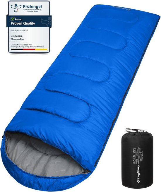 Thijox - KingCamp Mummieslaapzak 3 seizoenen, 5-25°C, licht & compact, waterdicht, voor 2 personen, ideaal voor camping, buiten, kinderen, 4 kleuren