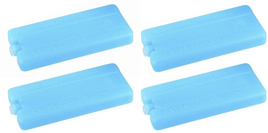 Thijox - Koelaccu set van 4 voor koelbox of koeltas - Compact, blauw, 16 x 7,5 cm - Ideaal voor camping, feest, tuin en keuken