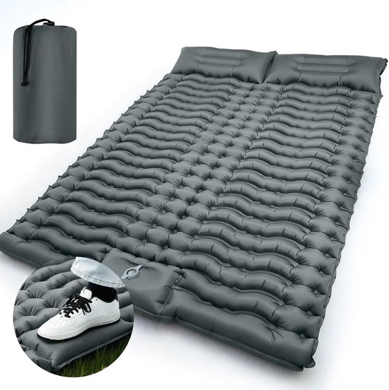 Thijox - LAMA Dubbele Isolerende Campingmat - Opblaasbaar Luchtmatras voor 2 Personen - Ultralichte Slaapmat met Luchtpomp en Kussen - Ideaal voor Cam
