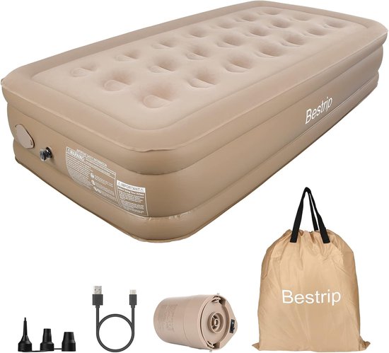 Thijox - Luchtbed 1 Persoon, Opblaasbaar Matras 190x100x40 cm, Zelfopblazend Logeerbed met Ingebouwde Elektrische Pomp, Perfect voor Camping, Feest, e