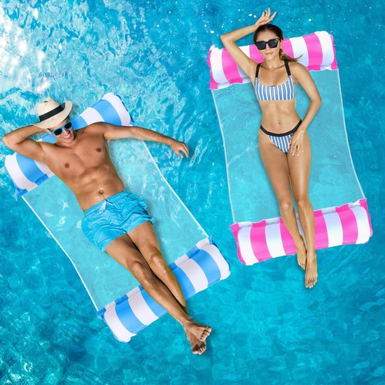 Thijox - Luchtmatras 4-in-1 Waterhangmat voor Volwassenen en Kinderen - Opblaasbare Zwembadaccessoires - 2 Stuks - Perfect voor Strand en Zwembad - Up