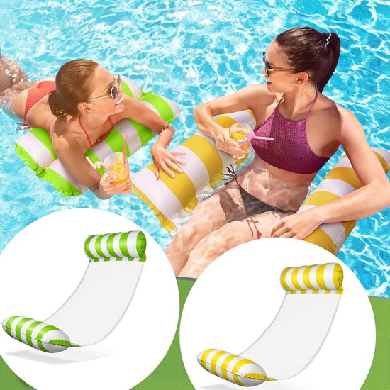 Thijox - Luchtmatras Waterhangmat 4-in-1 Opblaasbaar voor Volwassenen - Perfect voor Zwembad, Strand, Tuin, Feest, 2 Stuks - Comfortabel en Duurzaam M