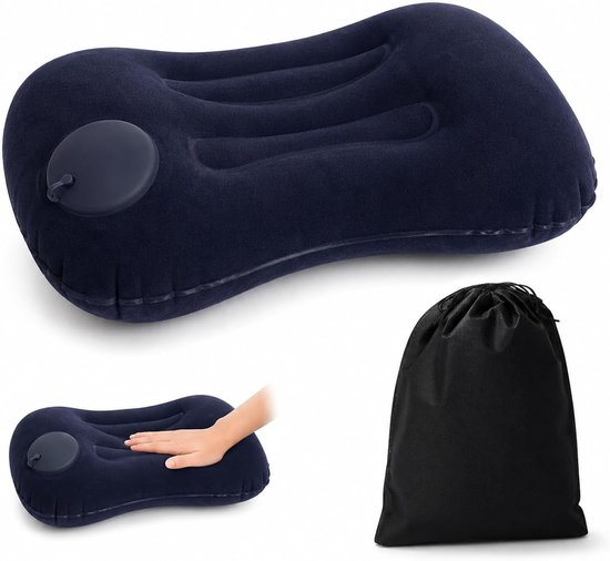Thijox - Opblaasbaar Kussen Ultralicht Ergonomisch Compact Marineblauw voor Strand, Camping en Rugzak, Ideaal voor Opblaasbaar Bed en Slaapzak van Thijox