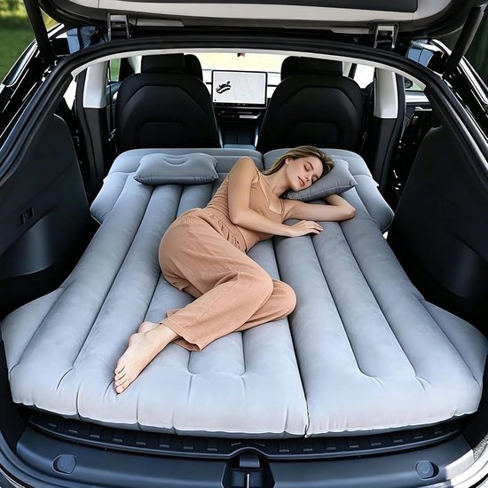 Thijox - Opblaasbare Auto Matras met Luchtpomp voor Tesla Model Y en SUV, Draagbaar Vouwbaar Autoluchtbed voor Camping, Outdoor, Reizen, Achterbank, K