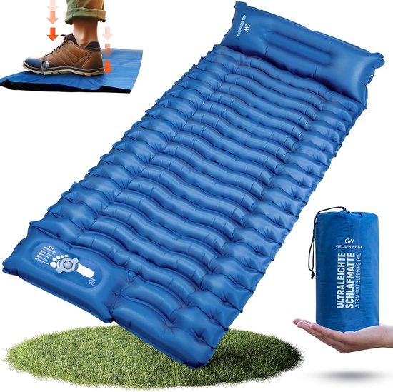 Thijox - Opblaasbare Slaapmat Ultralicht 10cm - Compacte Camping Luchtmatras met Voetpomp & Kussen - Perfect voor Wandelen, Kamperen, Outdoor Avonture