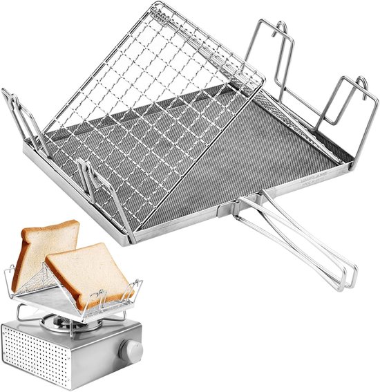 Thijox - Opvouwbare Campingbroodrooster van Roestvrij Staal voor Gasfornuis - Compact en Lichtgewicht Kookaccessoire voor Camping, Barbecue, Tuin en B