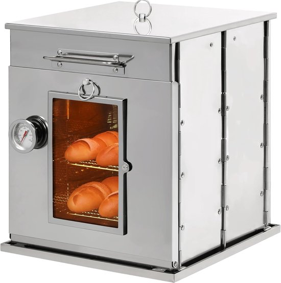 Thijox - Opvouwbare Campingoven met 3-Traps Grill - Roestvrij Staal - Draagbaar Compact Kooktoestel voor Rugzaktochten, Wandelen, Reizen en Picknick-G