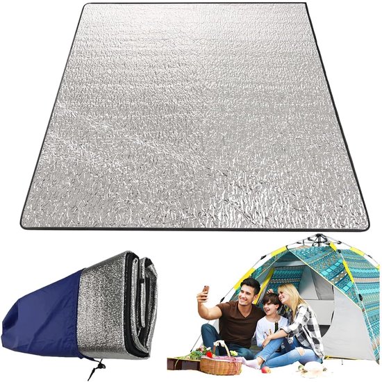 Thijox - Opvouwbare Tentmat Isolatiemat 200x200 cm Ultralicht Zilver voor Camping Yoga Buiten Activiteiten