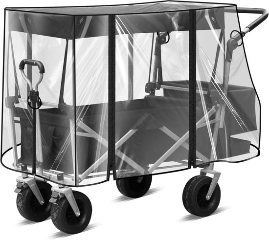Thijox - Regenhoes voor Transportwagen met Ritssluiting, Opvouwbare Transparante Regenafdekking, Waterafstotend PVC, Ideaal voor Bolderkar, Strand, Ca