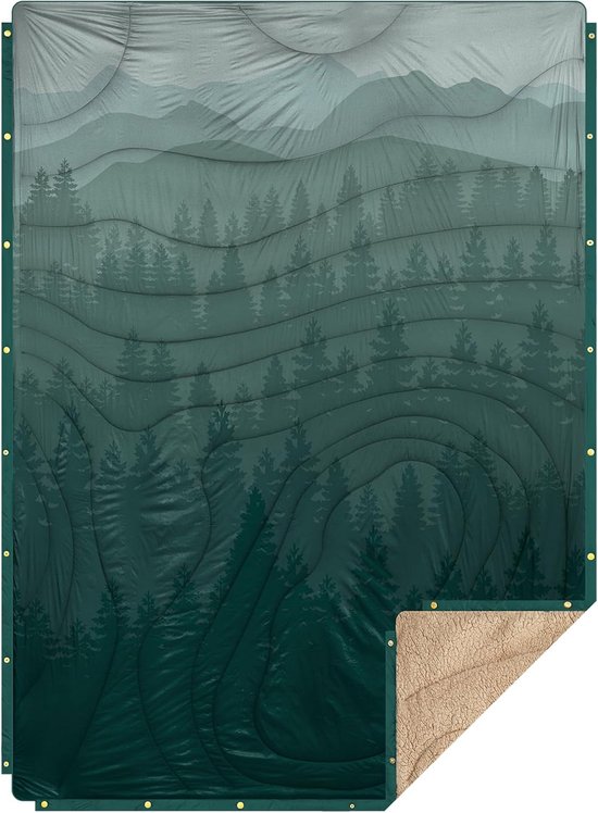 Thijox - Sherpa Campingdeken Ultralicht Warm 3-in-1 Waterdicht Poncho Slaapzak Thermodeken Outdoor 145x Voor Kamperen Vliegtuig Picknick Woonkamer