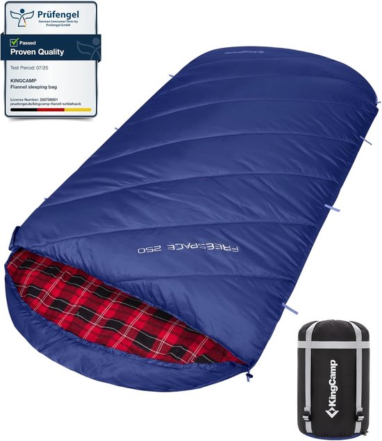 Thijox - Slaapzak XL 3-4 Seizoenen Katoen Flanel 220 x 100 cm Extra Groot voor Volwassenen Extreem -8 °C Compact Draagbaar Comfortabel Warm voor Kampe