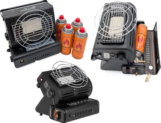 Thijox - SMH LINE® 2-in-1 Draagbare Gasverwarming en Gasfornuis met 12 Gaspatronen, 1,3 kW Keramische Branders voor Camping, Tenten, Caravan en Outdoo