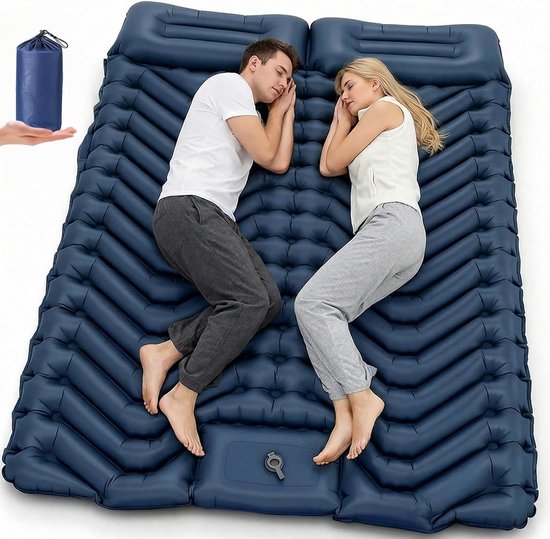 Thijox - Ultralichte Campingluchtmatras 2 Personen - Opblaasbaar Matras met Voetpomp en Kussen - Compact en Licht voor Wandelen, Strand, Outdoor - 196