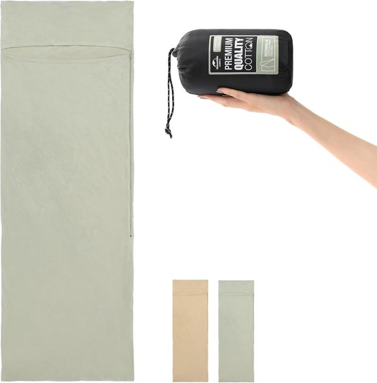 Thijox - Ultralichte Katoenen Reisslaapzak - Ruimtebesparende Slaapzakvoering voor Backpacken, Hostels en Berghutten - Handcabineslaapzak 100% Katoen