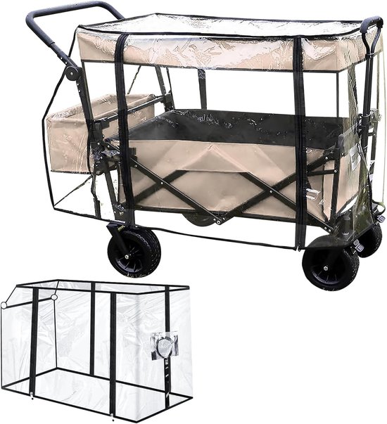 Thijox - Universele Regenbescherming voor Wagen en Campingwagen, Ademend, Transparant, Compact, Geschikt voor Bolderkar, Trolley, Handwagen, Strand, C van Thijox