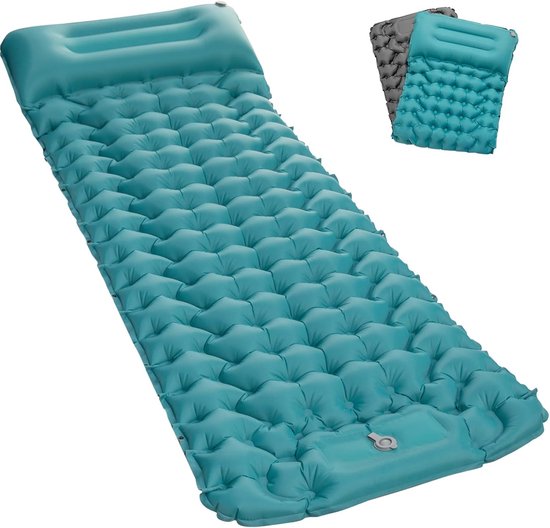 Thijox - Waterdichte opblaasbare slaapmat voor camping, ultralicht luchtmatras met voetperspomp en kussen, opvouwbare outdoor matras voor tuin en reiz