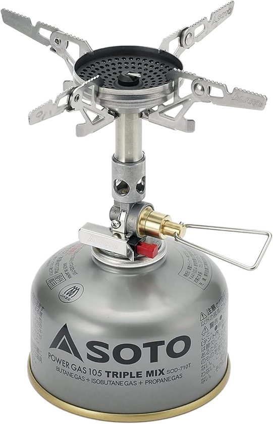 Thijox - WindMaster Gasbrander Campingbrander – Ultralichte Outdoor Gasbrander (87 g) met Piezo Ontsteking, Windbestendige Concave Branderkop, Micro R
